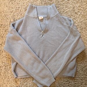 NWOT elegant Light Gray Half-Zip Turtleneck Sweater